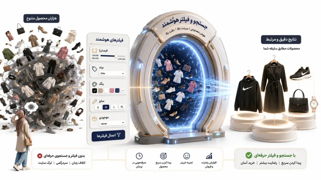 10 اصل طراحی سایت فروشگاهی حرفهای که مستقیما فروش شما را افزایش میدهد 11 تاثیر فیلتر و سرچ حرفه ای در تجربه خرید آنلاین