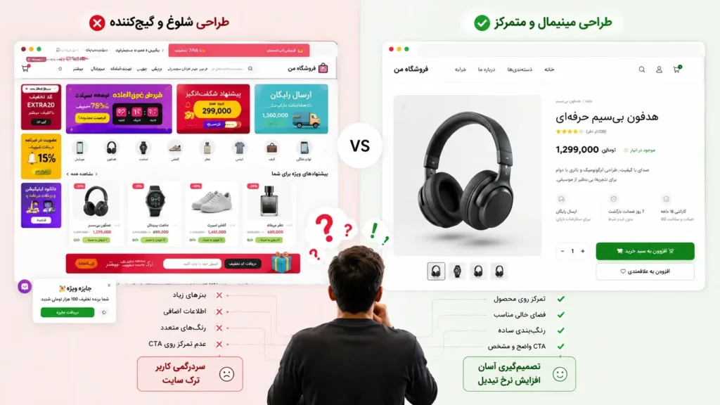 10 اصل طراحی سایت فروشگاهی حرفهای که مستقیما فروش شما را افزایش میدهد 7 تاثیر طراحی مینیمال در ساده تر شدن خرید آنلاین