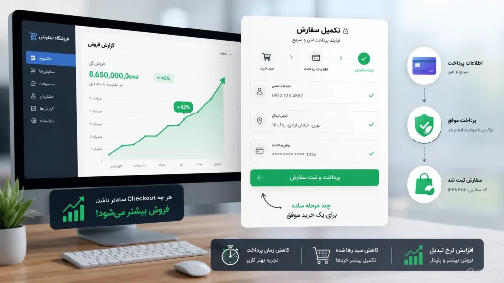 10 اصل طراحی سایت فروشگاهی حرفهای که مستقیما فروش شما را افزایش میدهد 12 طراحی بهینه بخش پرداخت در فروشگاه اینترنتی
