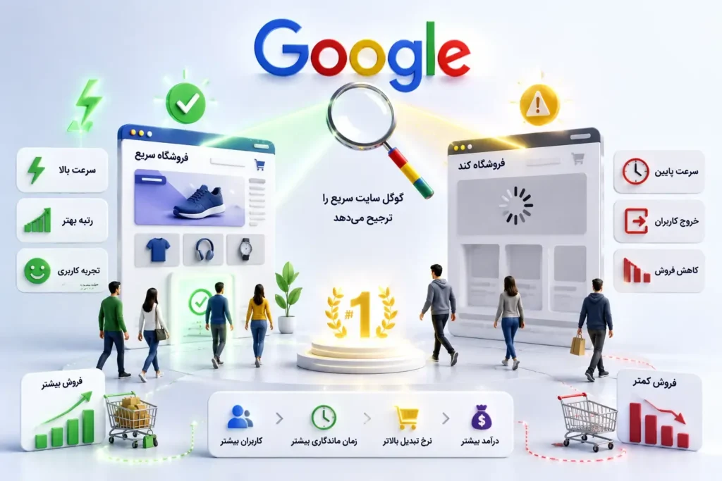 تأثیر مستقیم سرعت سایت بر سئو و نرخ تبدیل فروش
